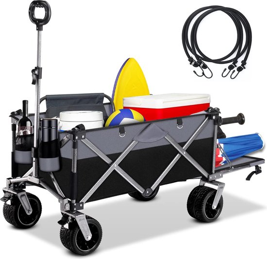 Goodivery ® Opvouwbare Strandkar met Rem en Bekerhouder - 172L Capaciteit, 100 kg Draagvermogen van Goodivery