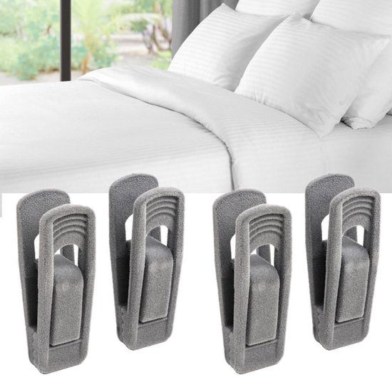 Goodlux dekbedclips - Dekbed klemmen - Dekbed knijpers - 4 stuks - Grijs van Merkloos