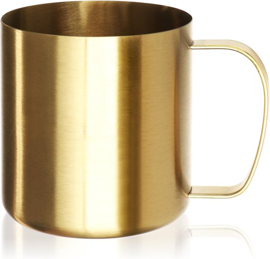 Goudkleurige RVS drinkbeker - Duurzame campingmok - Breukvast en BPA-vrij - 400 ml