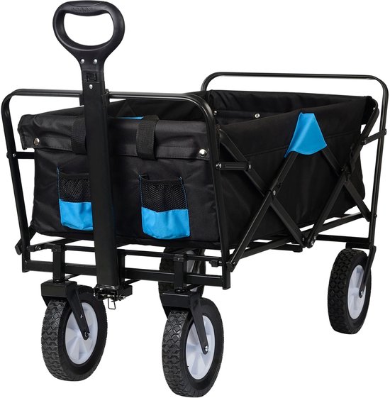 Gran Vida® - Bolderkar - opvouwbaar - Ruime Opbergruimte - 180° Draaibare Wielen - Ideaal voor Vakantie & Boodschappen -Zwart Turquoise