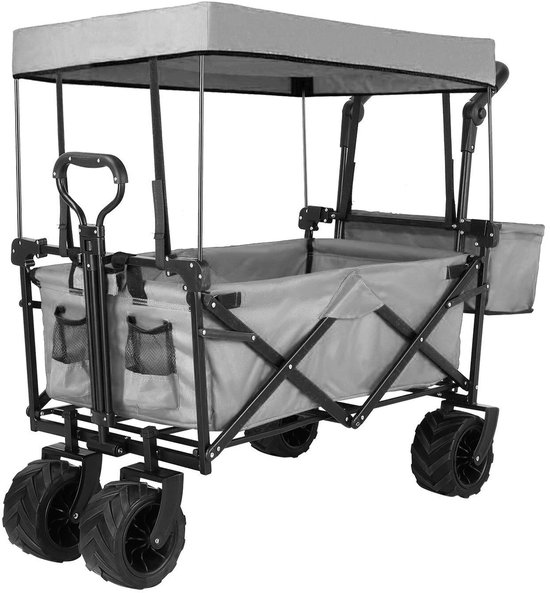 Gran Vida® - Opvouwbare Bolderkar - Met Afneembare Luifel - Stevig Stalen Frame - Waterdicht - Grijs van Gran Vida