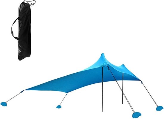 Gran Vida® - Strandtent met Zandankers - 3-4 Personen - Inclusief Draagtas - Hoogwaardige Materialen - Blauw van Gran Vida