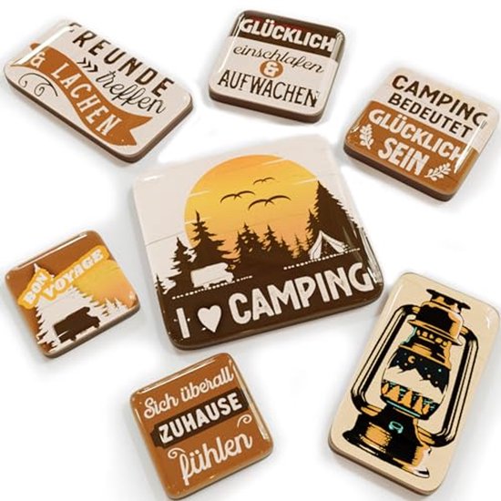 Grappige Koelkastmagneten Set van 7 voor Camping en Caravandecoratie van Merkloos