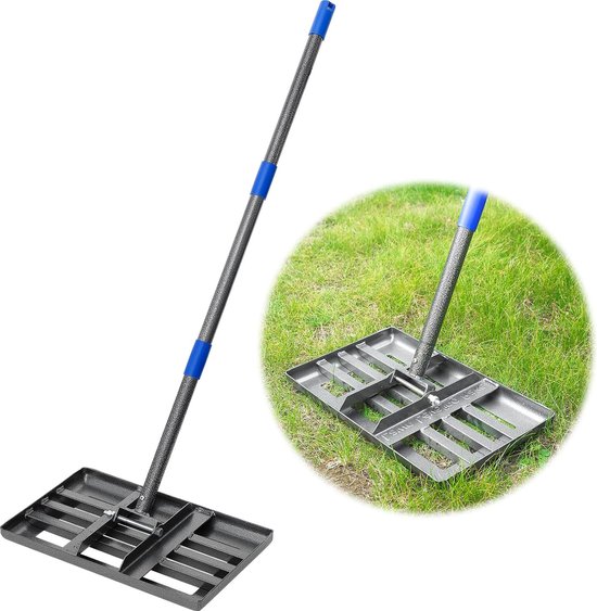 Grasbezem Zwart Metaal, 183 cm Grashark Grasnivelleerhark met Roestvrijstalen Stang, Robuust Vloer Grasplanner Gereedschap voor Tuin Golf. van Sekey