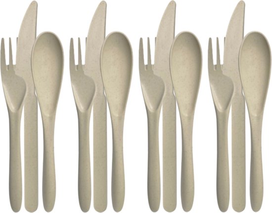 green-goose® Bio-based Bestek - 4 Sets - Creme - Duurzaam Bioplastic Bestek voor School, Picknick, Vakantie, Camping - Vaatwasserbestendig - 100% biologisch afbreekbaar tarwegras - BPA-vrij van green-goose®