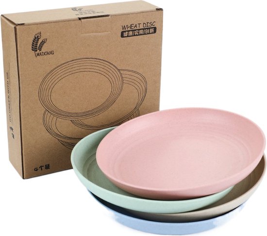 green-goose® Bio-based Borden | Set van 4  | 19.5x3 cm | Duurzame, Vaatwasserbestendige Borden voor Camping, Vakantie of Picknick | Vaatwasserbestendig