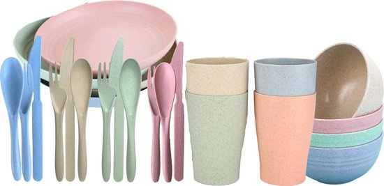 green-goose® Bio-based Camping Servies | 24-Delig | Duurzaam Vaatwasserbestendig Plantaardig Materiaal van green-goose®