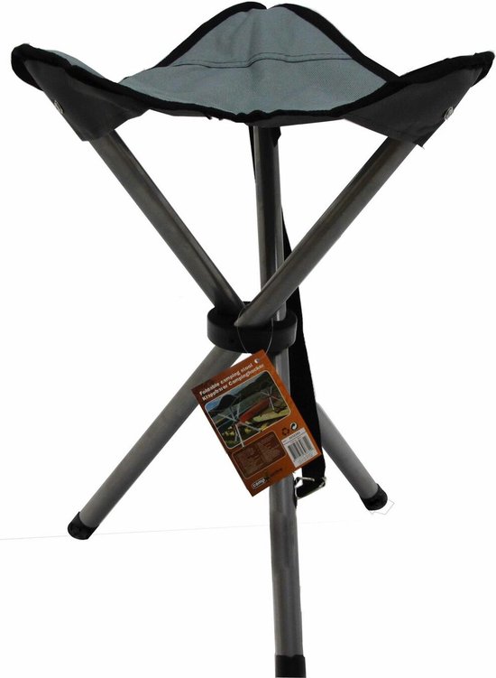 Grijze opvouwbare lichtgewicht campingkruk/visserskruk 31 x 50 cm - Outdoor/vakantie - Inklapbaar stoeltje/krukje van Merkloos
