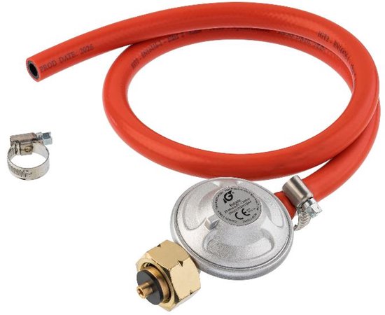 Grillmeister - Gasdrukregelaar met slang - gasfles aansluiting - EN 16436-2 voor butaan en propaan - 10 Bar van Merkloos