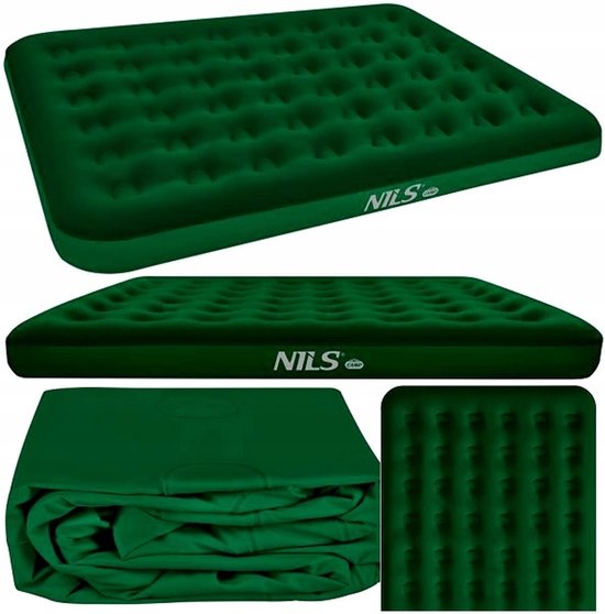 Groen Opblaasbaar Kampeerluchtbed NILS CAMP Dubbel 203x152x22cm