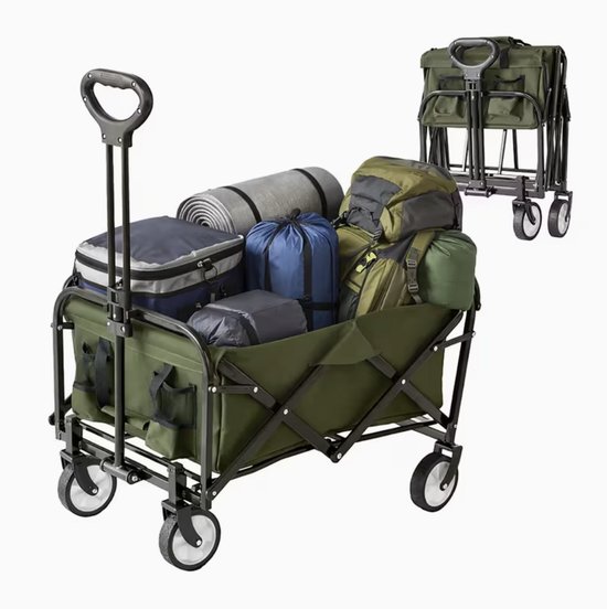 Groene Bolderkar 50 x 89 x 72 cm – Transportwagen voor Zware Lasten – Stevige Tuinkar – Stalen Frame – Ideaal voor Tuin, Bouw en Verhuizing van Merkloos