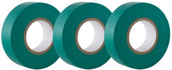 Groene elektrische tape, 19 mm x 20 m, sterke zelfklevende pvc-isolatietape voor isolatie, reparatie en bescherming van elektrische draden, 3 rollen