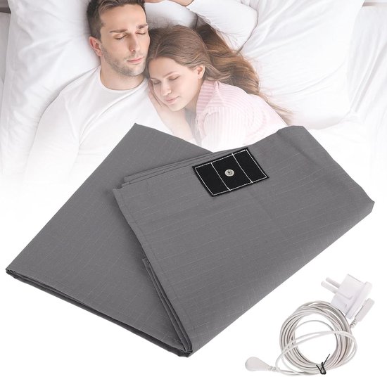 Grondlaken complete set - Aardingsmat zilvervezel - Betere slaap - 10% zilverdraden aandeel - 99 x 203 cm - Grijs