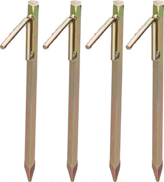 Grondpennen 4 stuks - Stormharing - Tentharing - Rotspen - Spijkerharing - Goud - Ø16 X 300MM - Koolstofstaal van S-forrest
