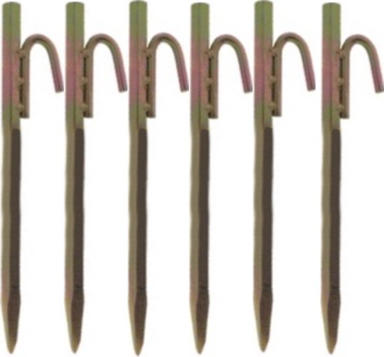 Grondpennen 6 stuks - Stormharing - Tentharing - Rotspen - Spijkerharing - Goud - Ø16 X 300MM - Koolstofstaal - Extra Sterke Haak van Vaporistaa