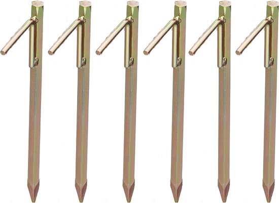 Grondpennen 6 stuks - Stormharing - Tentharing - Rotspen - Spijkerharing - Goud - Ø16 X 300MM - Koolstofstaal van Orange85
