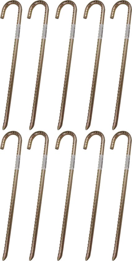 Grondpen/tentharingen - 10x - staal - met open oog - 38 cm - voor harde ondergrond - Rotspennen van Campking