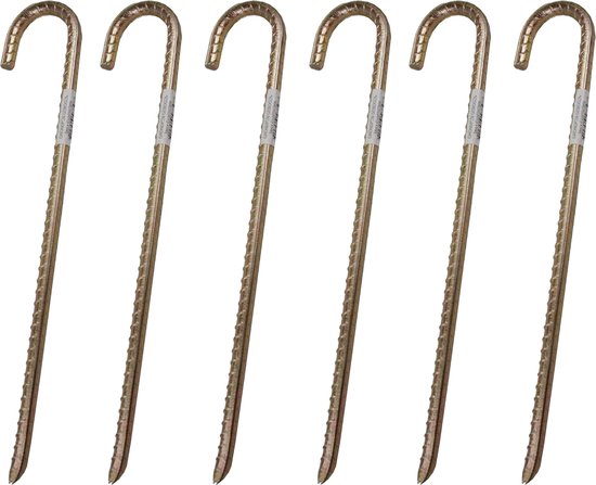Grondpen/tentharingen - 6x - staal - met open oog - 38 cm - voor harde ondergrond - Rotspennen van Bo-Camp