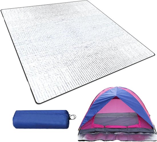 Grote Aluminium Isolatiemat 200x200 cm Waterdicht Opvouwbaar voor Camping en Picknick
