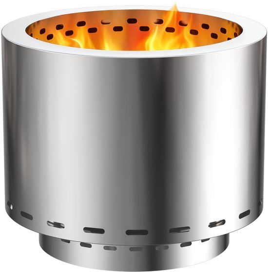 Grote Camping Houtoven φ49cm – 4-6 Uur Brandtijd, Roestvrij Staal, Voor Groepen & Gartenpartys, Met Asopvangbehälter