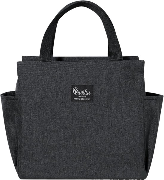 Grote Capaciteit Lunchtas Handtas Isolerende Lunchbox Mannen Vrouwen Grote Capaciteit Lunch Handtas Herbruikbare Waterdichte Bentozak Werk Picknick (Zwart) van Flowish
