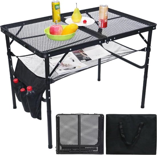 Grote draagbare opvouwbare barbecue-kampeertafel voor buiten, binnen, picknick, kookfeestkaarten, speelstrand langs de weg, straatventer van Merkloos