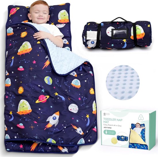 Grote en Dikke Peuter Slaapmat met Kussen en Deken voor Kinderdagverblijf en Reizen van Merkloos