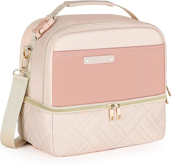 Grote geïsoleerde lunchtas van veganistisch leer - stijlvol en ruim - verstelbare schouderriem - voor vrouwen on the go Portable Lunch Bag van Hangowear.