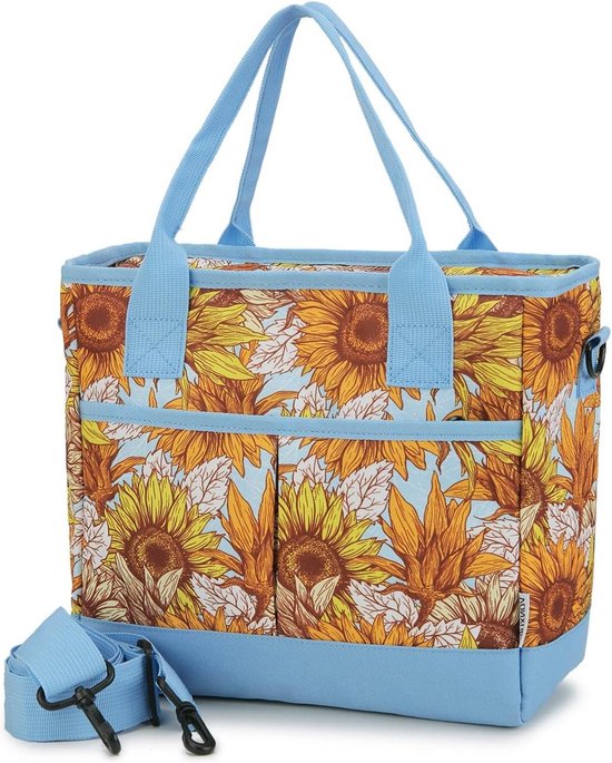 Grote Geïsoleerde Lunchtas voor Vrouwen - Herbruikbare Koeltas - Thermische Tote Lunch Tas - Afneembare Riem - Werk Reizen School - Zon Bloem van BALORAY