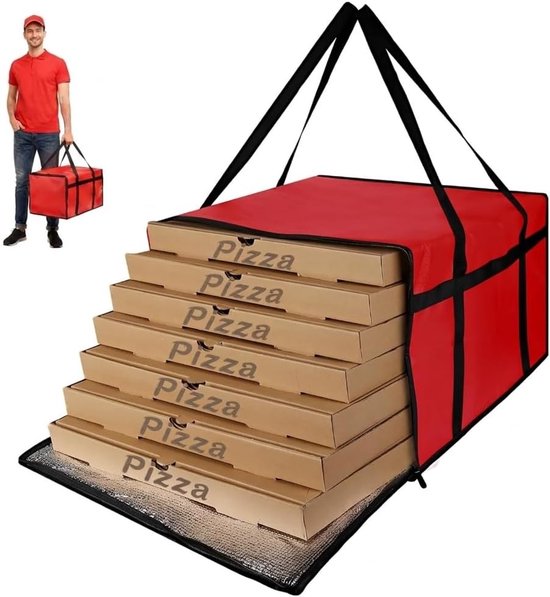 Grote geïsoleerde tas voor het koelen van voedsel, 50 x 50 x 14 cm, ideaal voor pizza en picknicks, 85 liter capaciteit