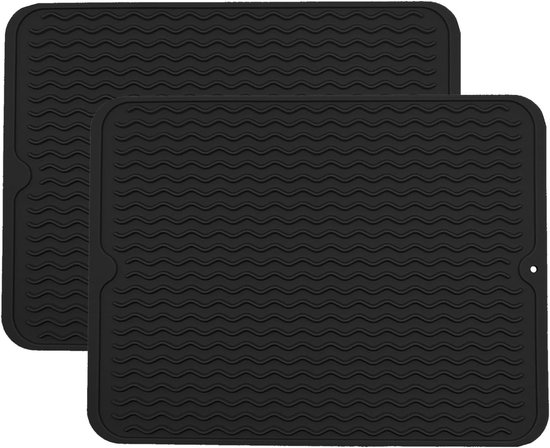 Grote Golfvormige Siliconen Warmtebestendige Onderzetters en Keukenmatten Set van 2, Antislip en Isolerend voor Pannen en Tafelgebruik, 40 x 30 cm