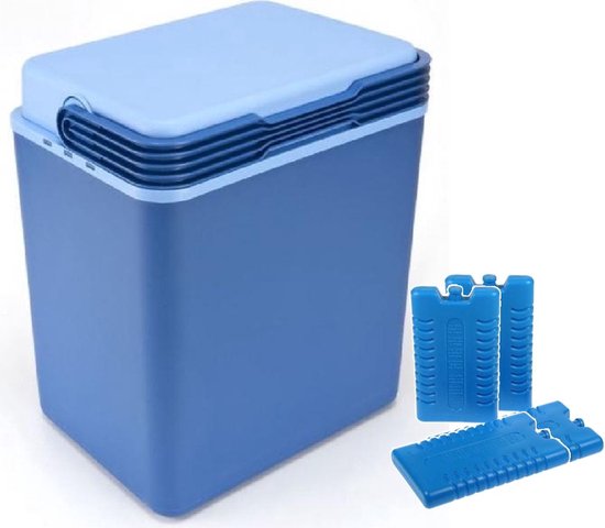 Grote koelbox donkerblauw 32 liter 40 x 30 x 45 cm incl. 4 koelelementen van Abbey Camp