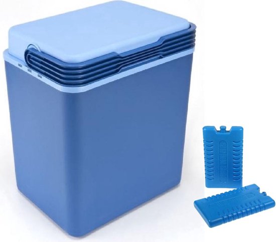 Grote koelbox donkerblauw 32 liter 40 x 30 x 45 cm incl. 6 koelelementen van Bo-Camp