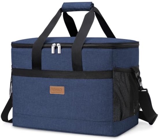 Grote Koeltas 30L met Stevige Voering, Geïsoleerde Picknicktas voor Camping, Barbecue en Buitenactiviteiten - Donkerblauw van Merkloos