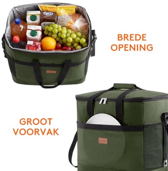 Grote Koeltas 40L met Stevige Voering, Geïsoleerde Picknicktas voor Camping, BBQ en Buitenactiviteiten