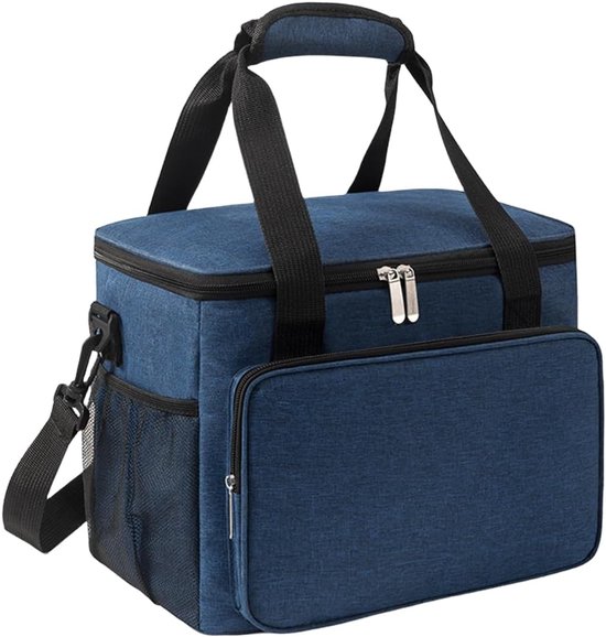 Grote koeltas - Geïsoleerde tas - Picknick en reizen - Waterdichte binnenkant - 15 liter capaciteit - Donkerblauw