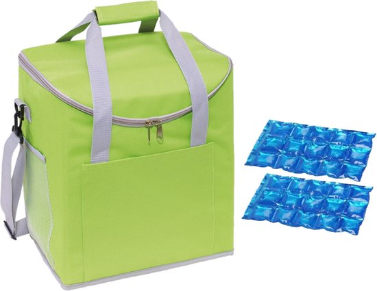 Grote koeltas groen met 2 stuks flexibele koelelementen 27 liter van Coolblue