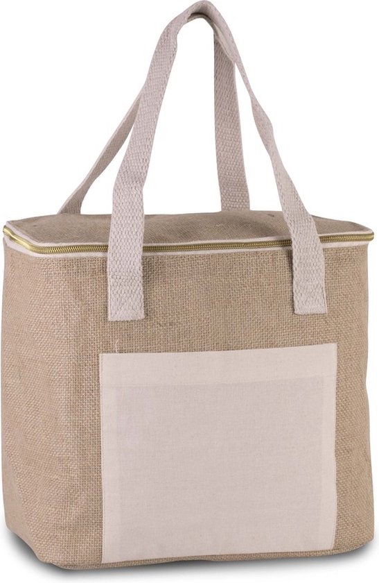 Grote koeltas jute/canvas 28 cm - 12 liter - Koeltassen voor onderweg/op het strand van Benson