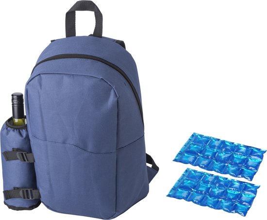 Grote koeltas rugtas/rugzak blauw met 2 stuks flexibele koelelementen 18 liter van Benson