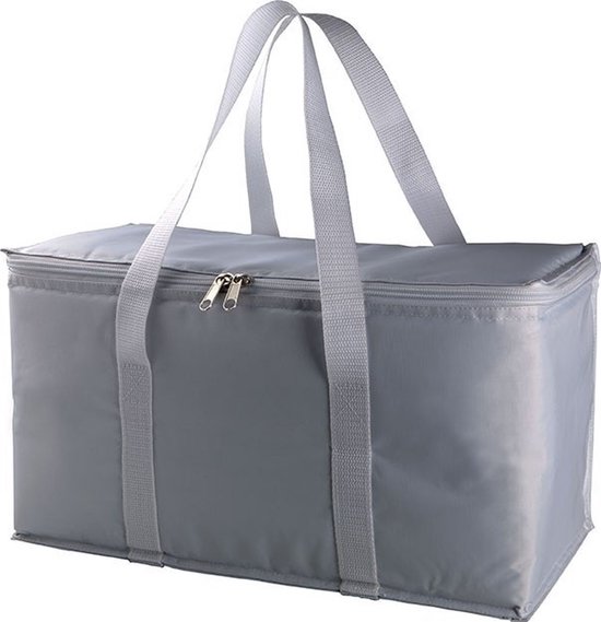 Grote koeltas zilver/grijs 39 cm - 17 liter - Koeltassen voor onderweg/op het strand van Benson