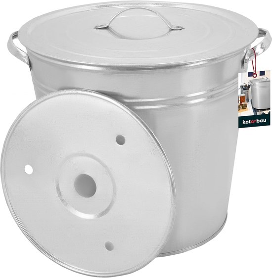 Grote Kookpan - Soeppan Goulashketel - Grote Hoeveelheden Koken - Met Tussenbodem - 32 Liter - Zilver