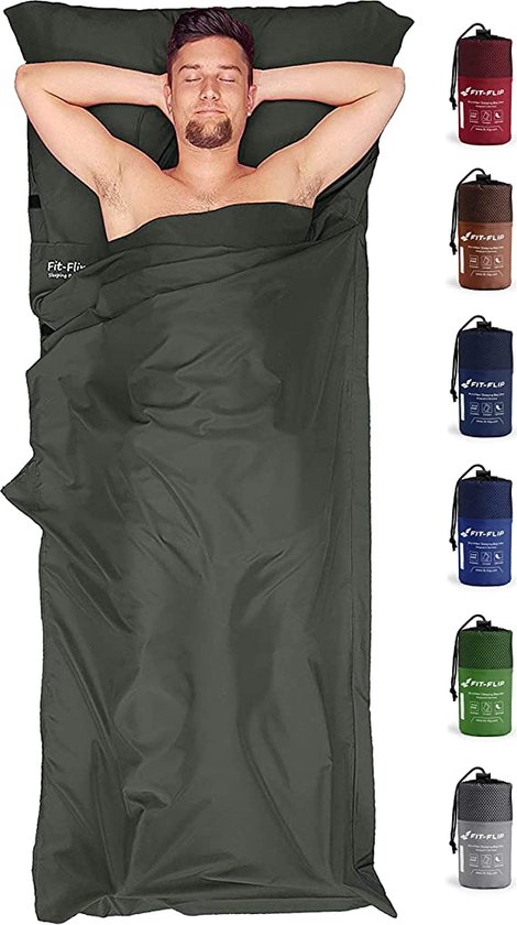 grote lakenzak met tas, verkrijgbaar in 7 kleuren, microfiber slaapzak, met extra kussencompartiment, licht en zijdeachtig van Cocoon