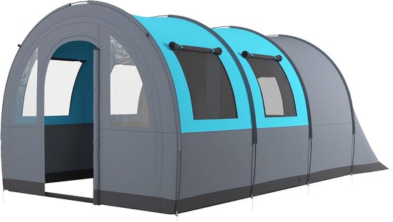 Grote lichtgewicht Campingtent voor 5-6 Personen - Geventileerd en Waterdicht met Eenvoudige Montage en Draagtas van Merkloos