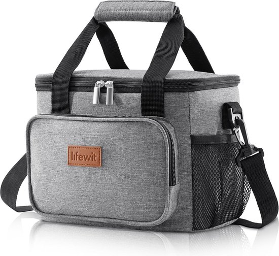 Grote lunchtas, 12 blikjes (8,5 liter), geïsoleerde lunchbox, zachte koelbox, koeltas voor volwassenen, mannen en vrouwen, grijs van Amazon Basics