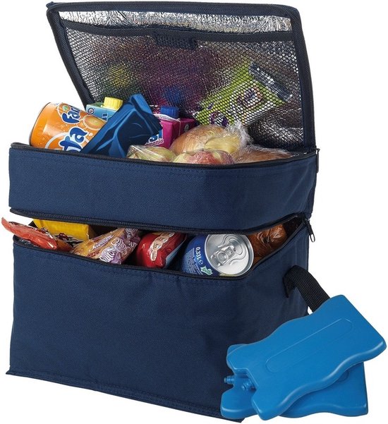 Grote navy koeltas met 8x koelelementen set van CampGuru