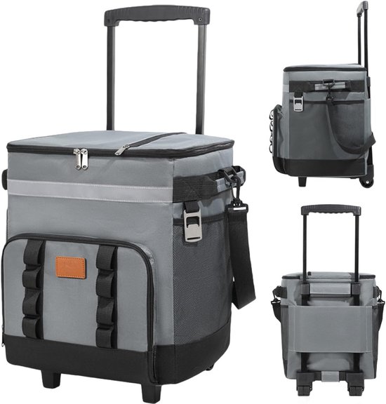Grote Opvouwbare Koelbox op Wielen met Handvat - 35L Waterdicht voor Picknick & Strand