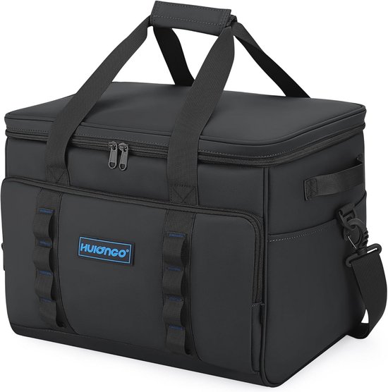Grote opvouwbare koelbox voor picnics en reizen - Waterdichte thermotas, 30 liter, zwart van Merkloos