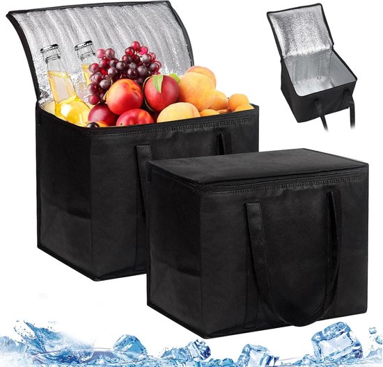 Grote opvouwbare koeltas - 35 liter lunchtas picknicktas thermotas - isolatietas voor onderweg kantoor werk picknick - strand auto - set van 2 van Merkloos