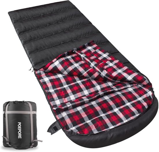 Grote Outdoor Slaapzak voor Volwassenen - 3-4 Seizoenen, Katoen, Waterdicht, Met Kussen - 230 x 90 cm van Merkloos