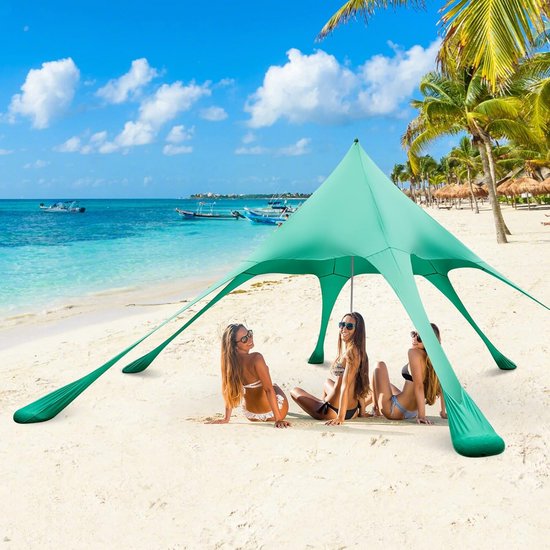 Grote Strandtent met UPF50+ Zonwering, Inclusief Schep en Verankeringsset